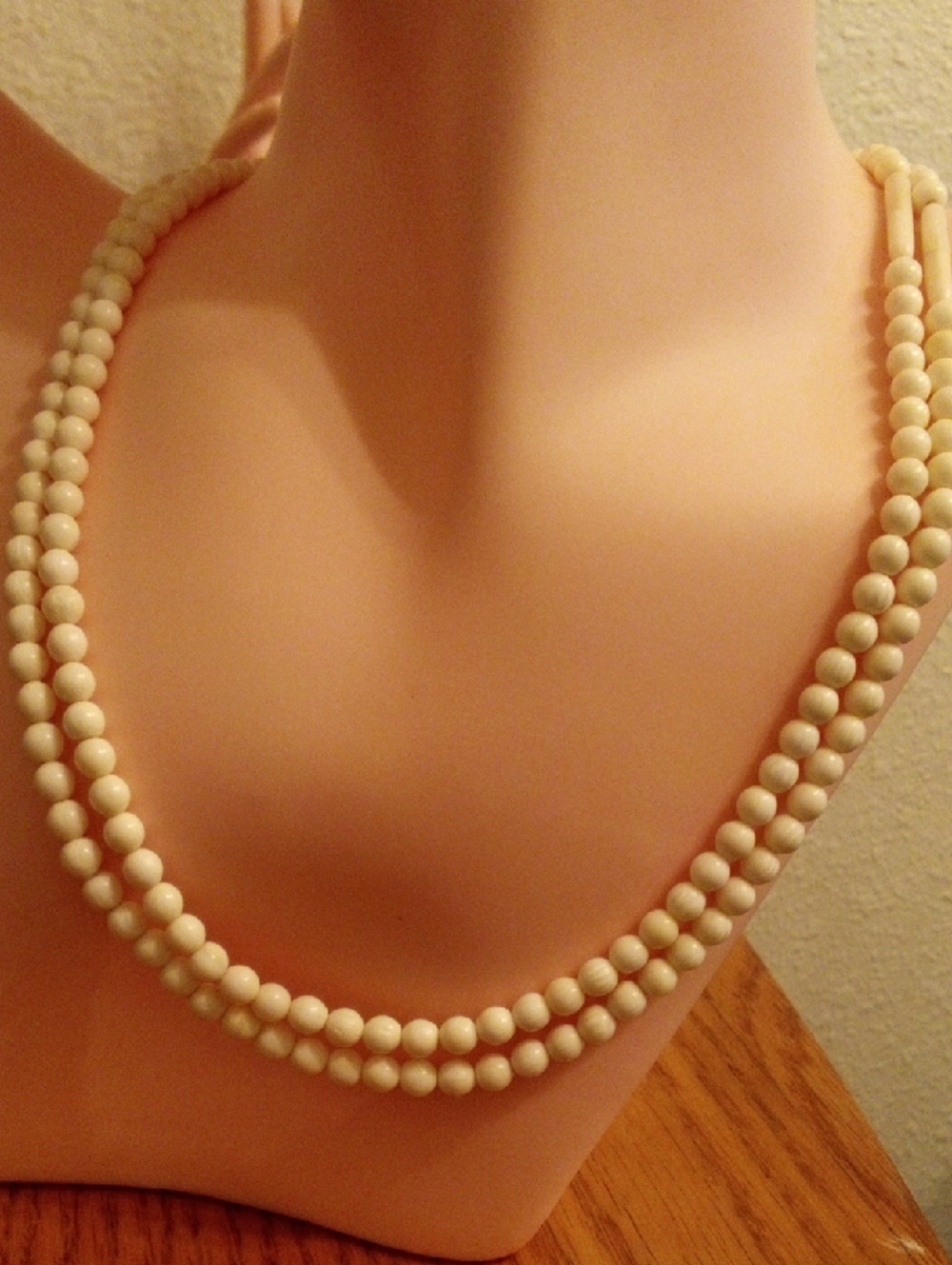 Classic White Double-Strand Bead Necklace - Picture 2 of 6